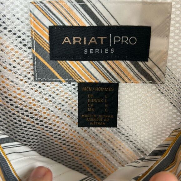 NEW Ariat Pro Series Shirt Snap Button Front Men’s Size Large Long Sleeve Stripe - Picture 4 of 10